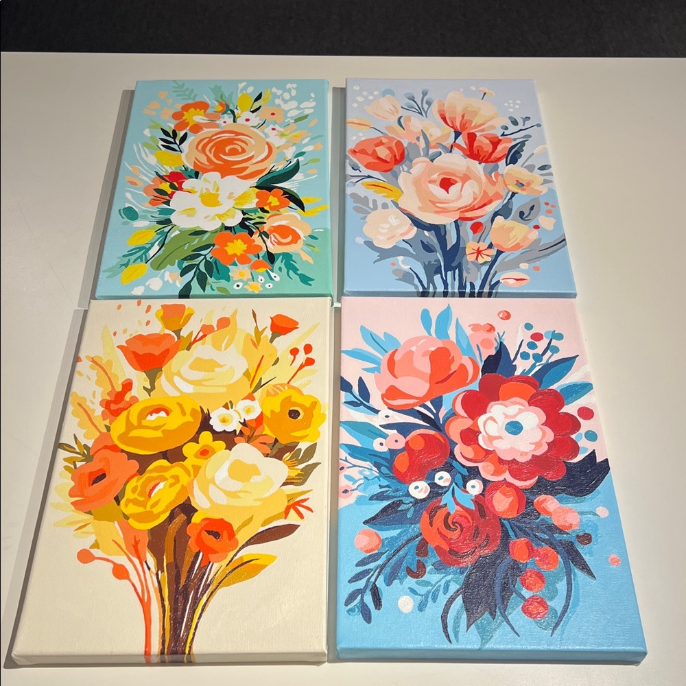 Floral Canvas Wall Art Set - Multicolor